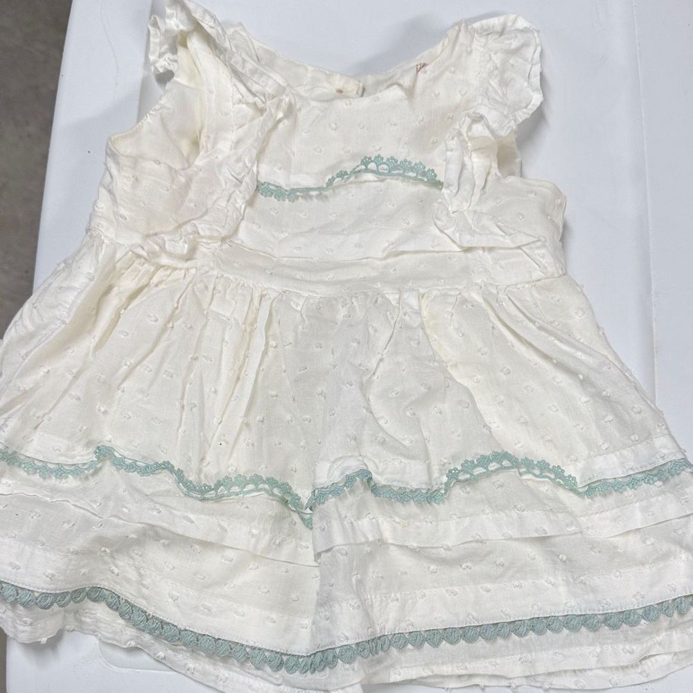 Artisan Ny Cream Dress with Green Accents